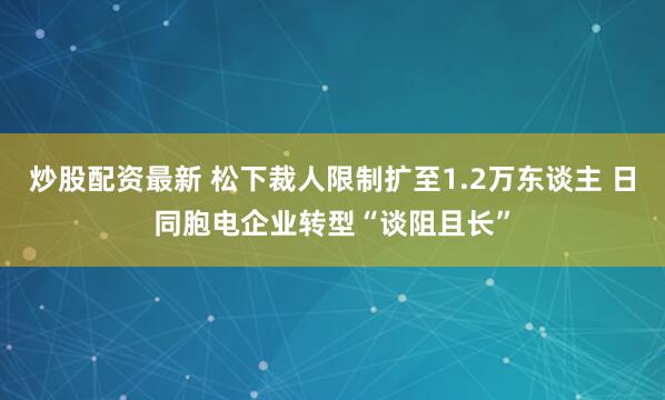 炒股配资最新 松下裁人限制扩至1.2万东谈主 日同胞电企业转型“谈阻且长”