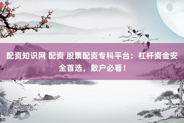 配资知识网 配资 股票配资专科平台：杠杆资金安全首选，散户必看！